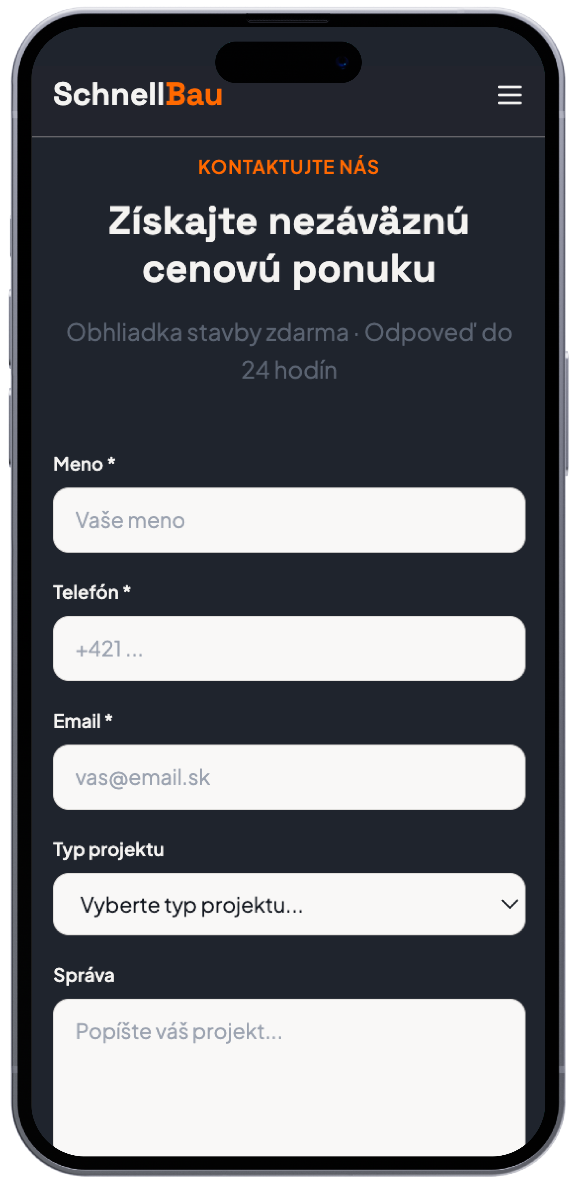 Schnellbau – mobile contact form